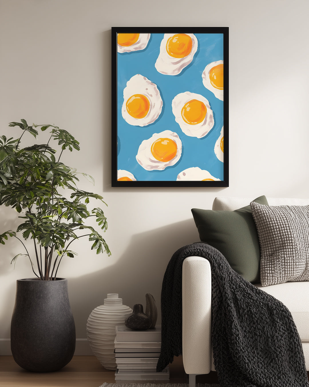 Yumurta Deseni - Mavi Zeminli Eğlenceli Tasarım Poster Tablosu