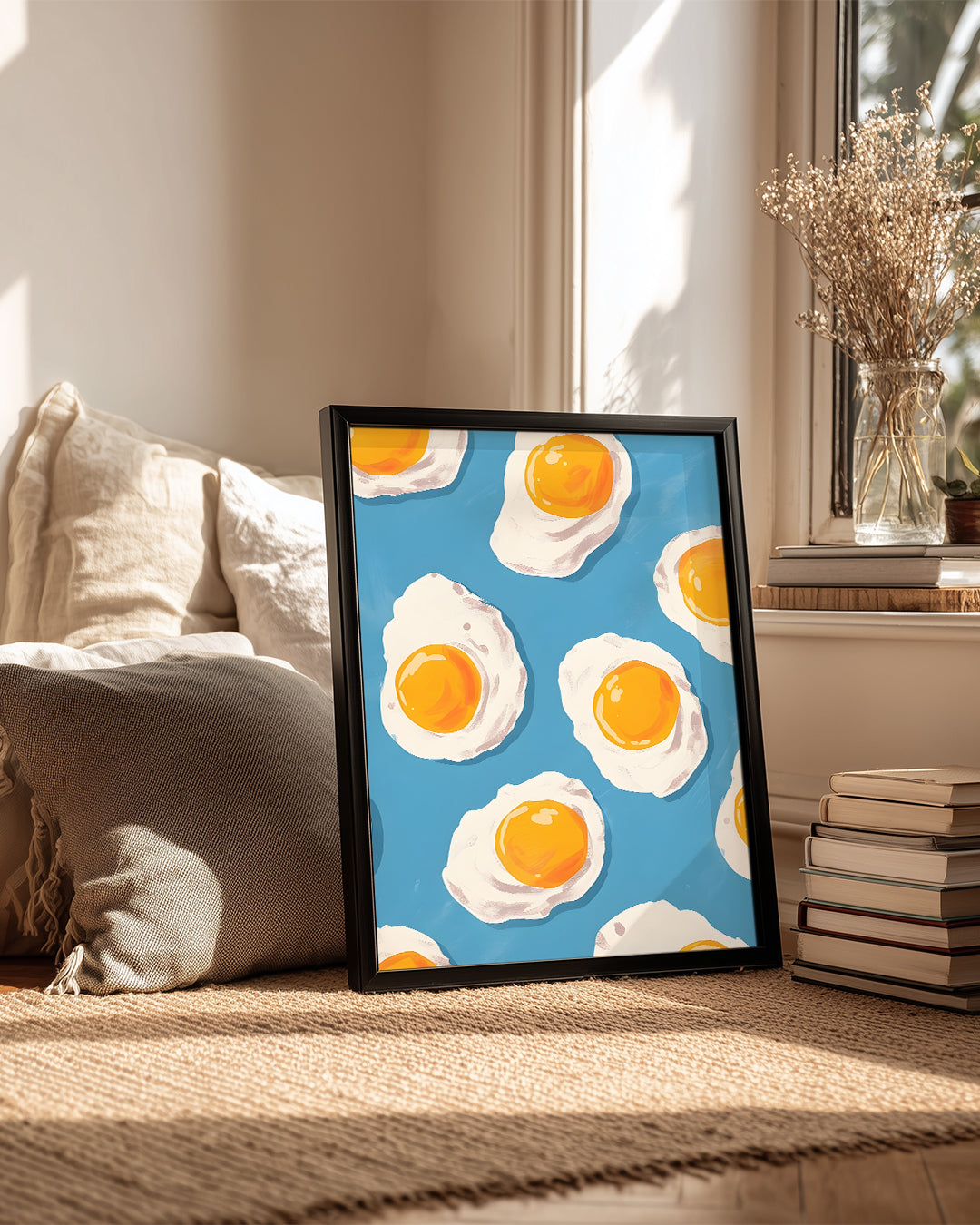 Yumurta Deseni - Mavi Zeminli Eğlenceli Tasarım Poster Tablosu
