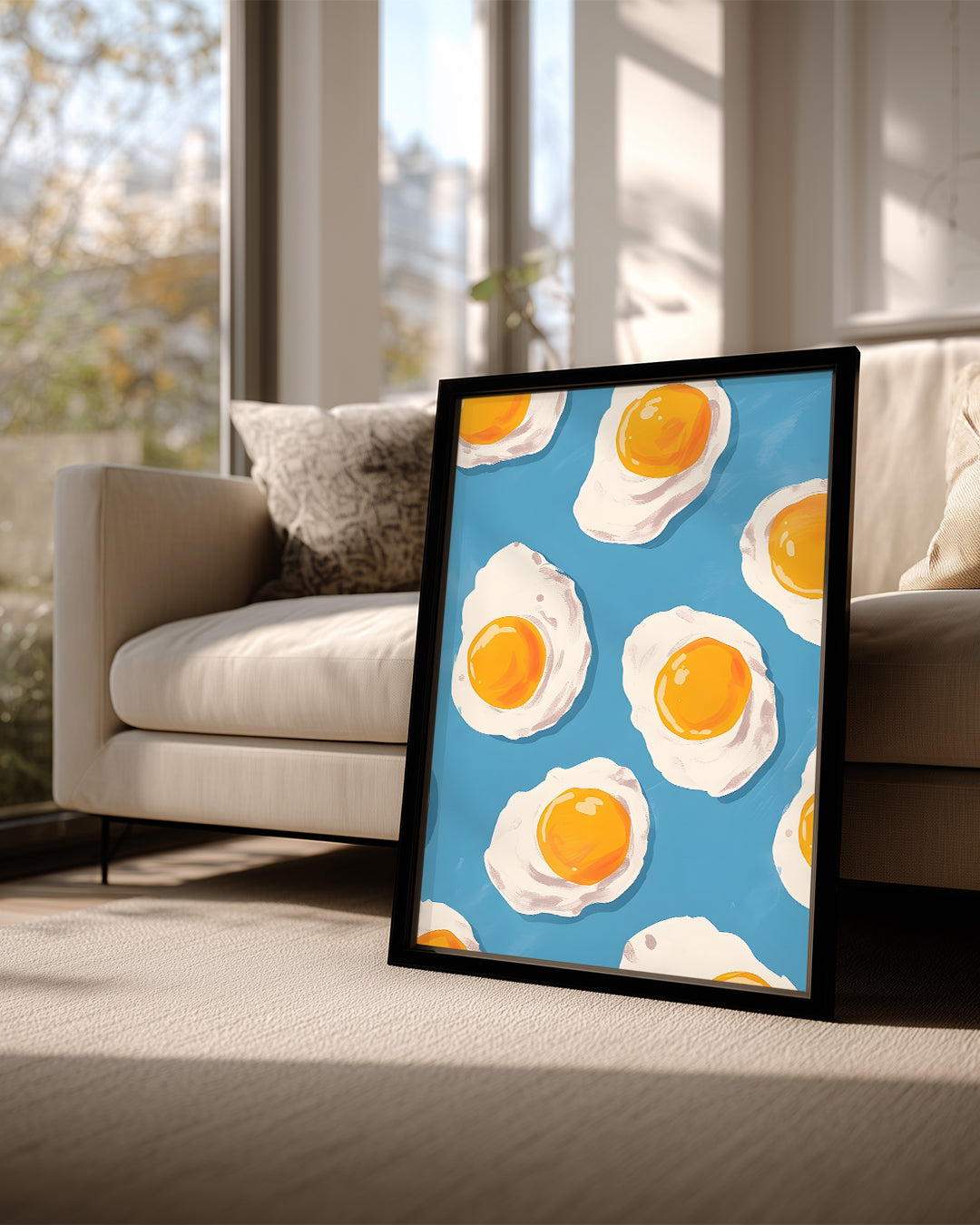 Yumurta Deseni - Mavi Zeminli Eğlenceli Tasarım Poster Tablosu