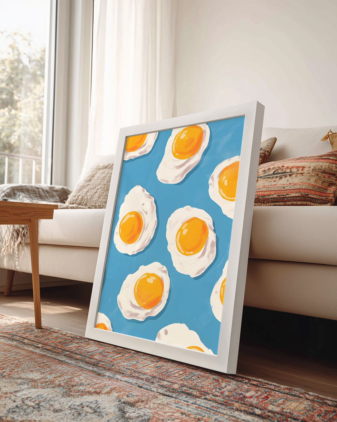 Yumurta Deseni - Mavi Zeminli Eğlenceli Tasarım Poster Tablosu