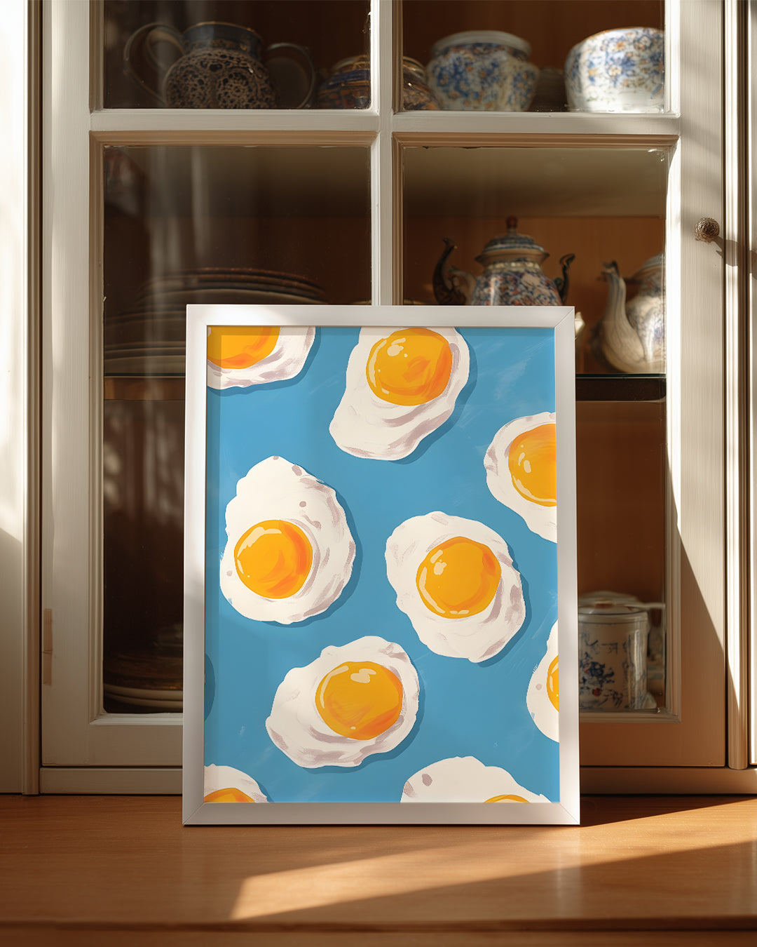 Yumurta Deseni - Mavi Zeminli Eğlenceli Tasarım Poster Tablosu