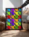 Zebra Desenli Zürafa - Renkli Pop Art Tarzı İllüstrasyon Poster Tablosu