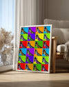 Zebra Desenli Zürafa - Renkli Pop Art Tarzı İllüstrasyon Poster Tablosu
