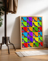 Zebra Desenli Zürafa - Renkli Pop Art Tarzı İllüstrasyon Poster Tablosu