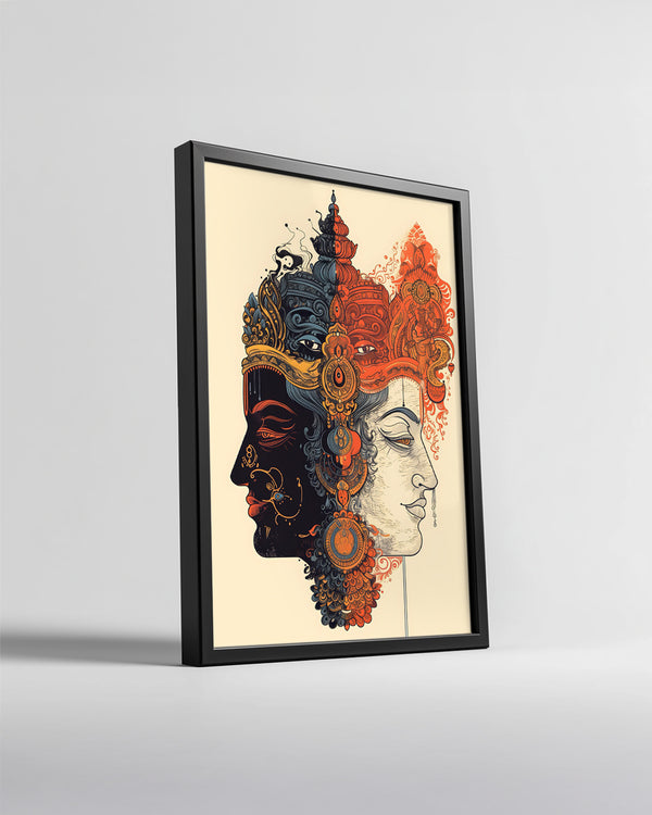 Zıt Renkli Yüzler - Sanatsal İki Yüz Tasarımı Poster Tablosu