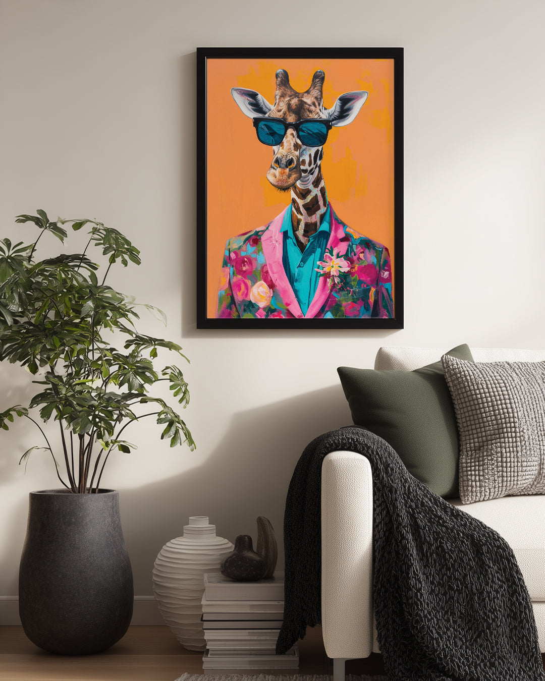 Zürafa - Şık Giyimli Hayvan Poster Tablosu