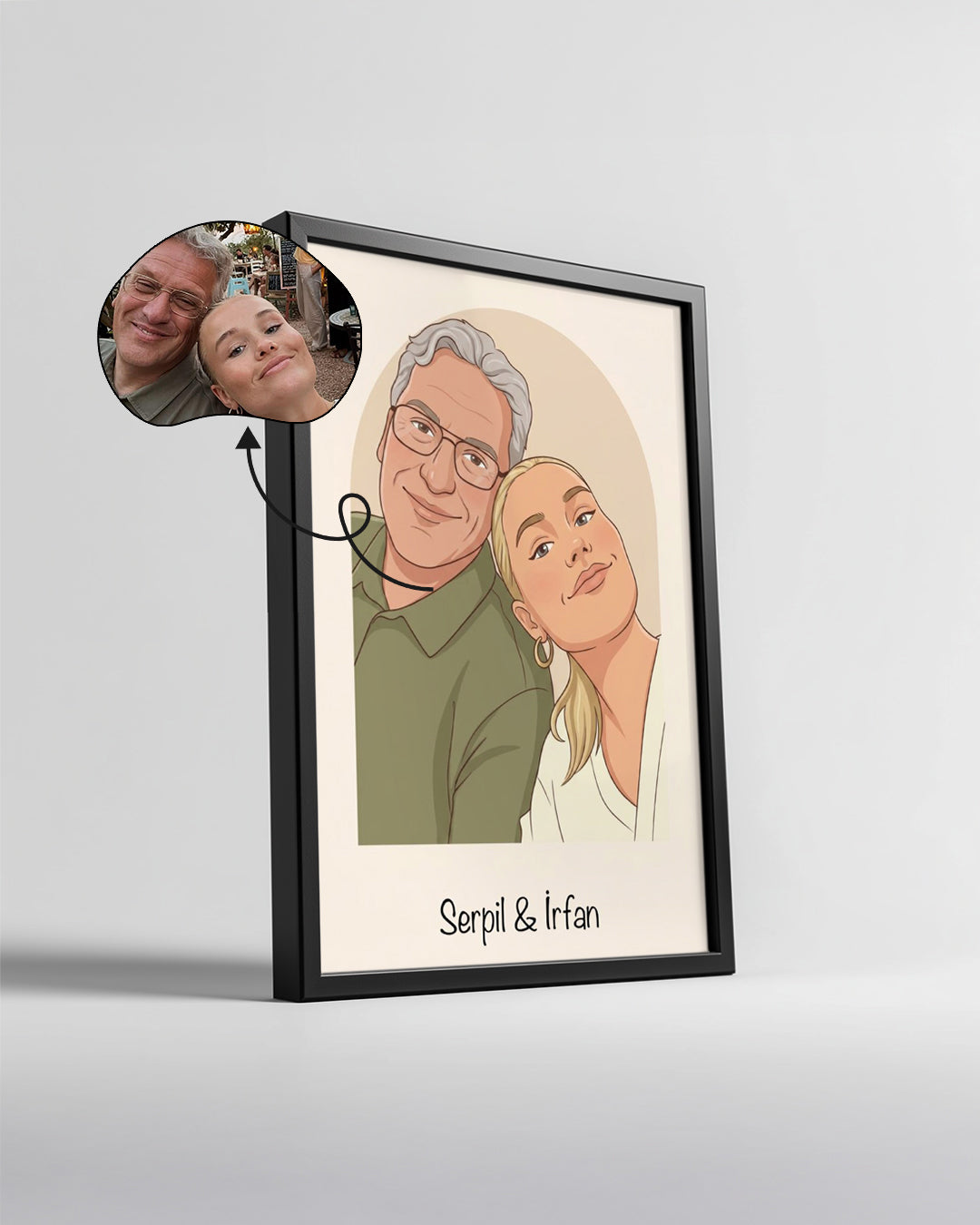 Kişiye Özel İsimli Baba Minimal Çizim Poster Tablosu