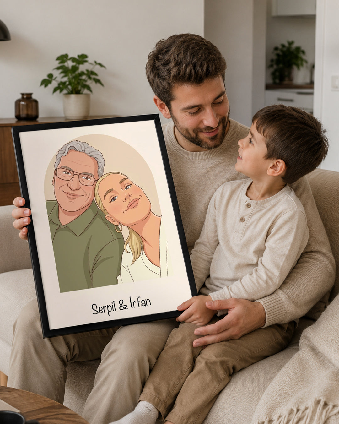 Kişiye Özel İsimli Baba Minimal Çizim Poster Tablosu