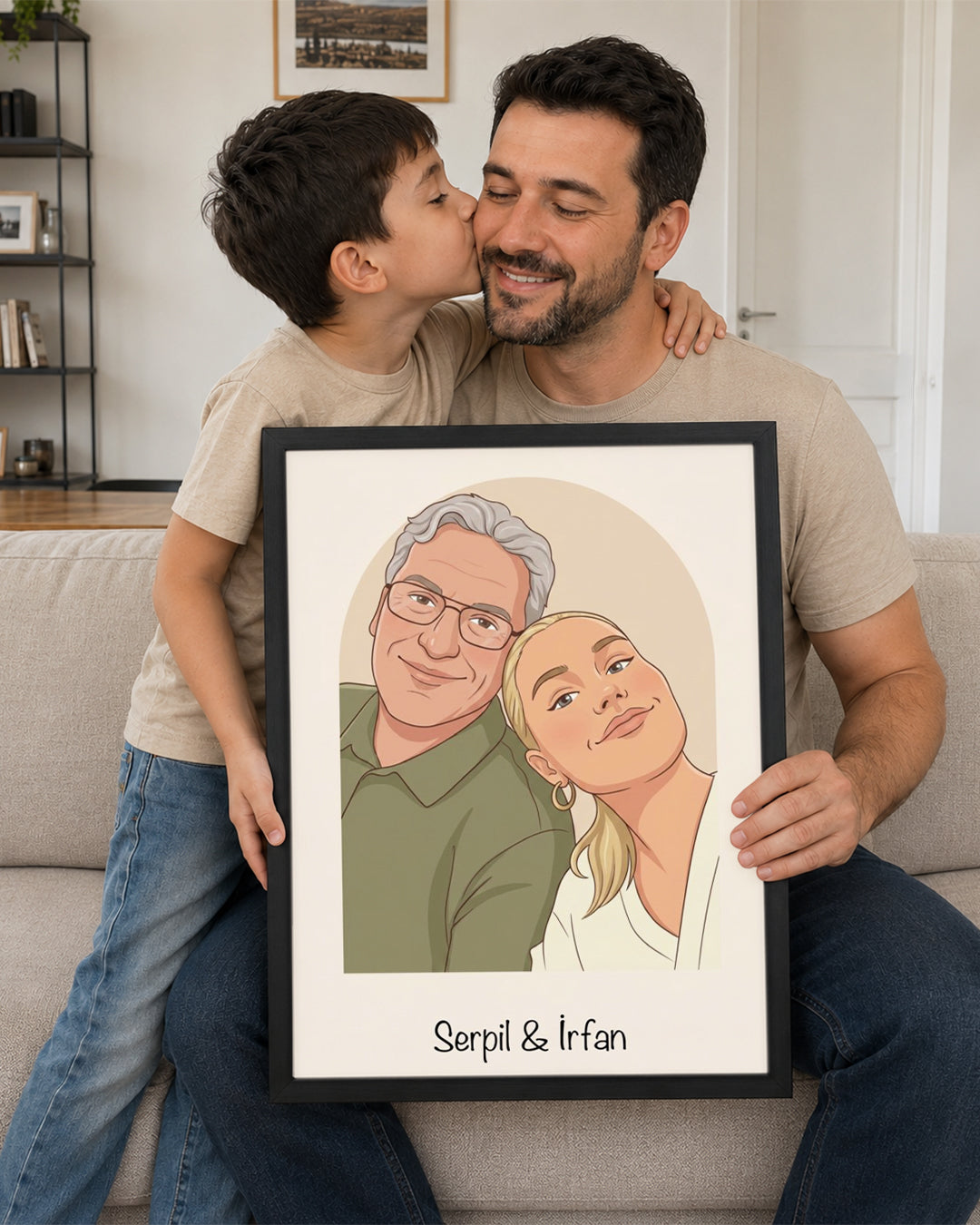 Kişiye Özel İsimli Baba Minimal Çizim Poster Tablosu