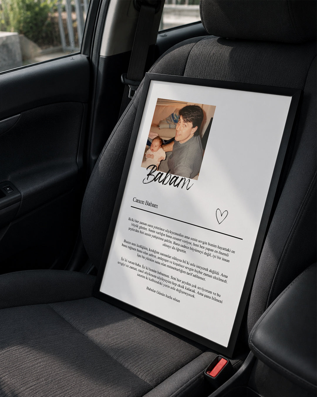Babama Özel Mektuplu Fotoğraflı Poster Tablosu