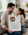 Babama Özel Mektuplu Fotoğraflı Poster Tablosu