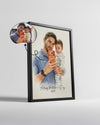 Babama Özel Sulu Boya Portre Fotoğraflı Poster Tablosu