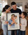 Babama Özel Sulu Boya Portre Fotoğraflı Poster Tablosu