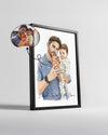 Babama Özel Çizim Portre Fotoğraflı Poster Tablosu