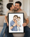 Babama Özel Çizim Portre Fotoğraflı Poster Tablosu