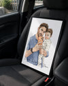 Babama Özel Çizim Portre Fotoğraflı Poster Tablosu