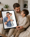 Babama Özel Modern Sulu Boya Portre Fotoğraflı Poster Tablosu