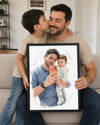 Babama Özel Modern Sulu Boya Portre Fotoğraflı Poster Tablosu