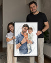 Babama Özel Modern Sulu Boya Portre Fotoğraflı Poster Tablosu