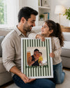 Daddy & Me Çizgili Babama Özel Fotoğraflı Poster Tablosu