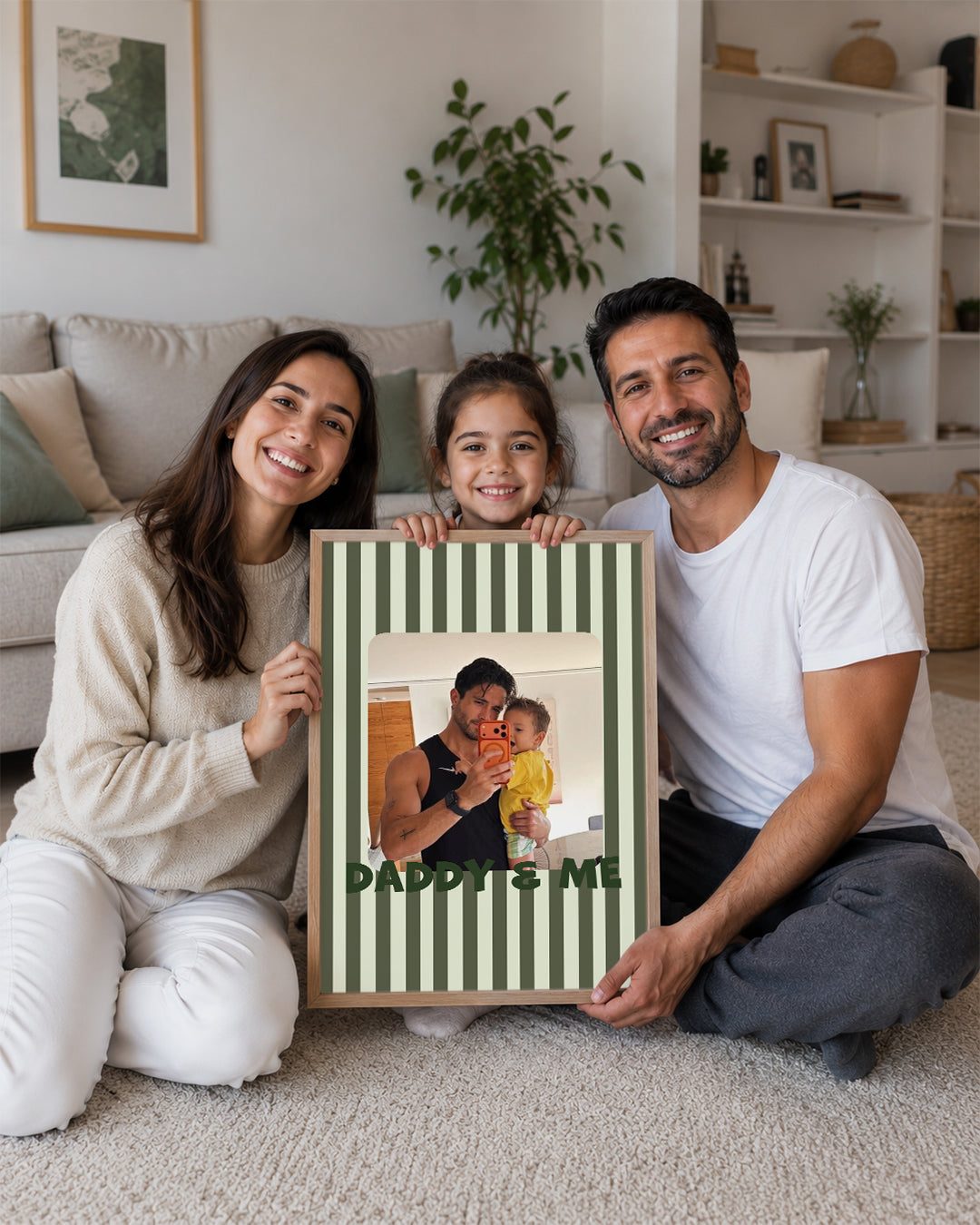Daddy & Me Çizgili Babama Özel Fotoğraflı Poster Tablosu