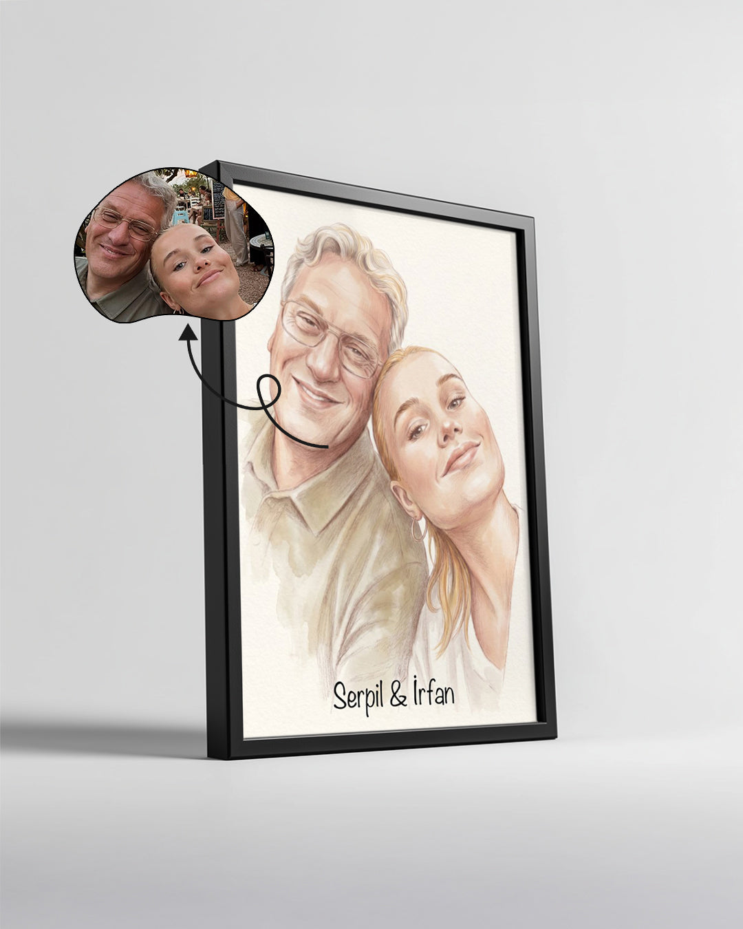 Kişiye Özel İsimli Baba Suluboya Çizim Poster Tablosu