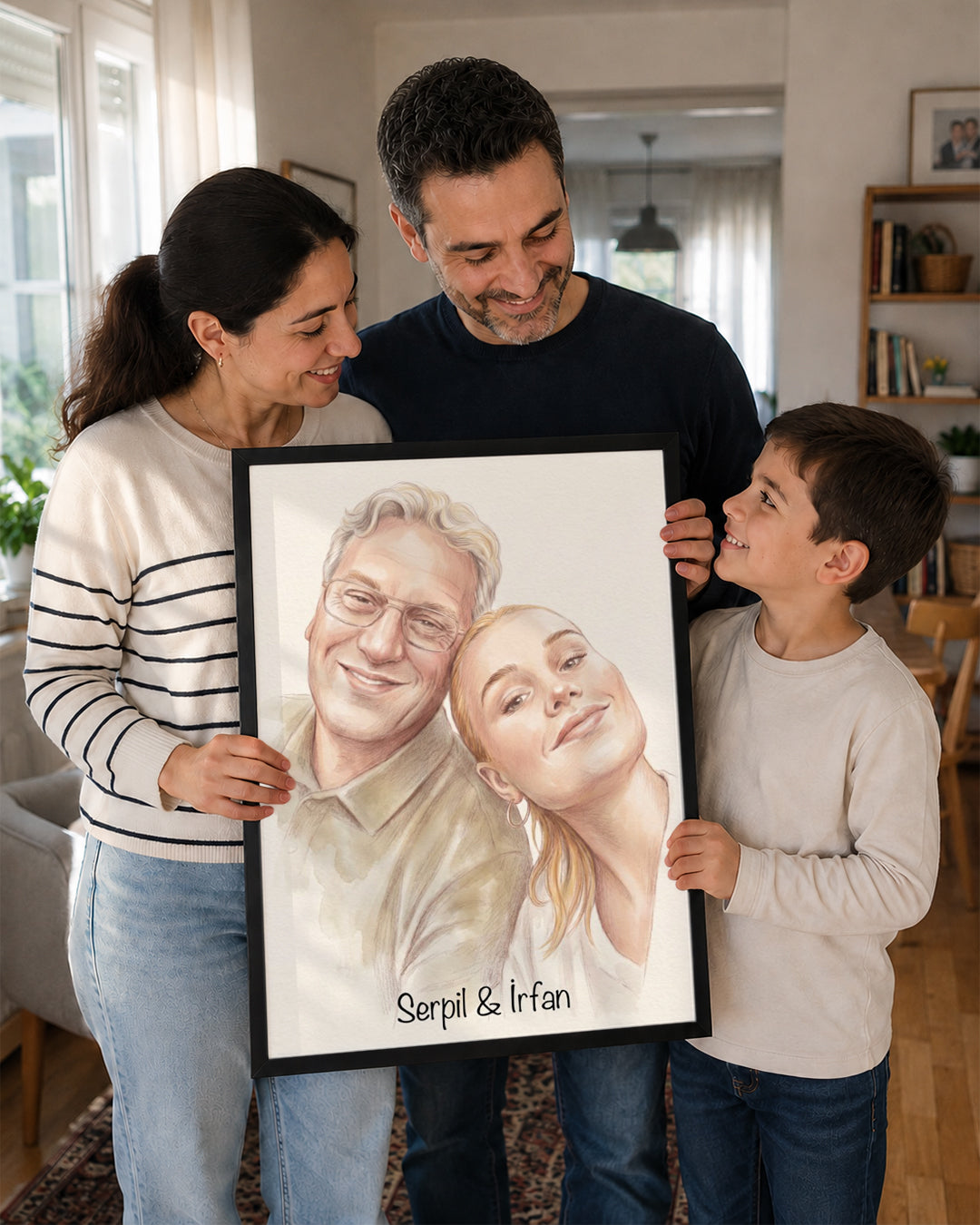 Kişiye Özel İsimli Baba Suluboya Çizim Poster Tablosu