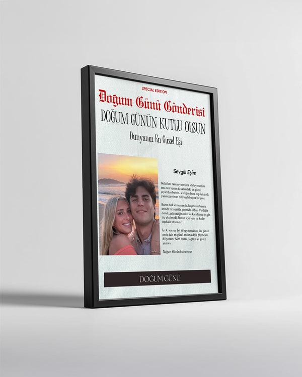 Doğum Günü Gazete Manşet Tasarımlı Poster Tablosu