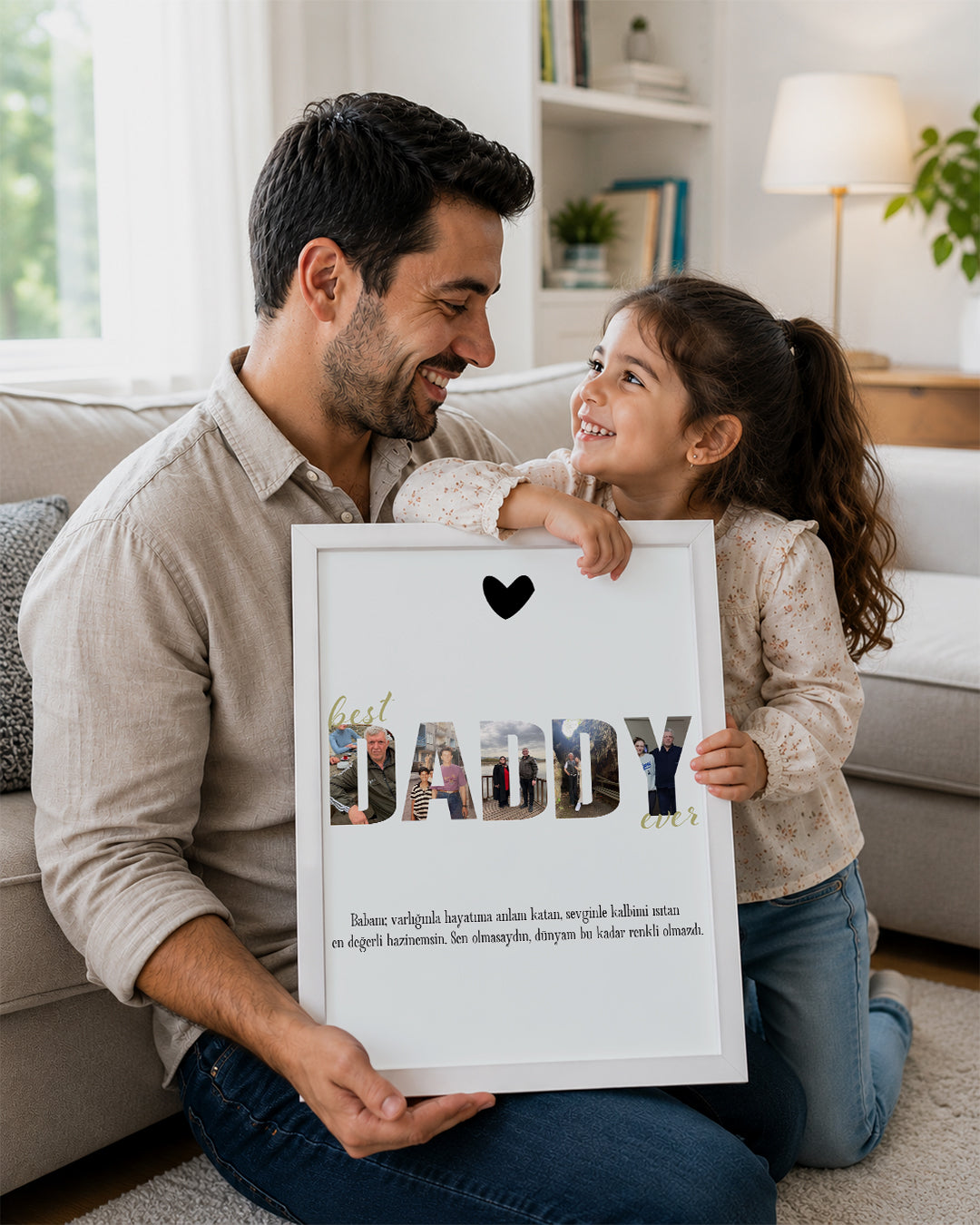 Fotoğraflı Best Daddy Ever Kolaj Poster Tablosu Poster Tablosu