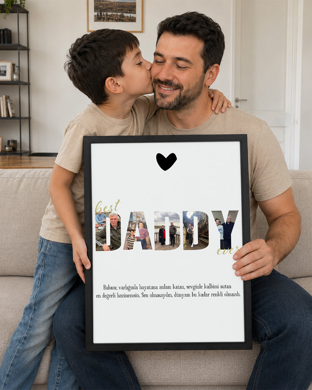 Fotoğraflı Best Daddy Ever Kolaj Poster Tablosu Poster Tablosu