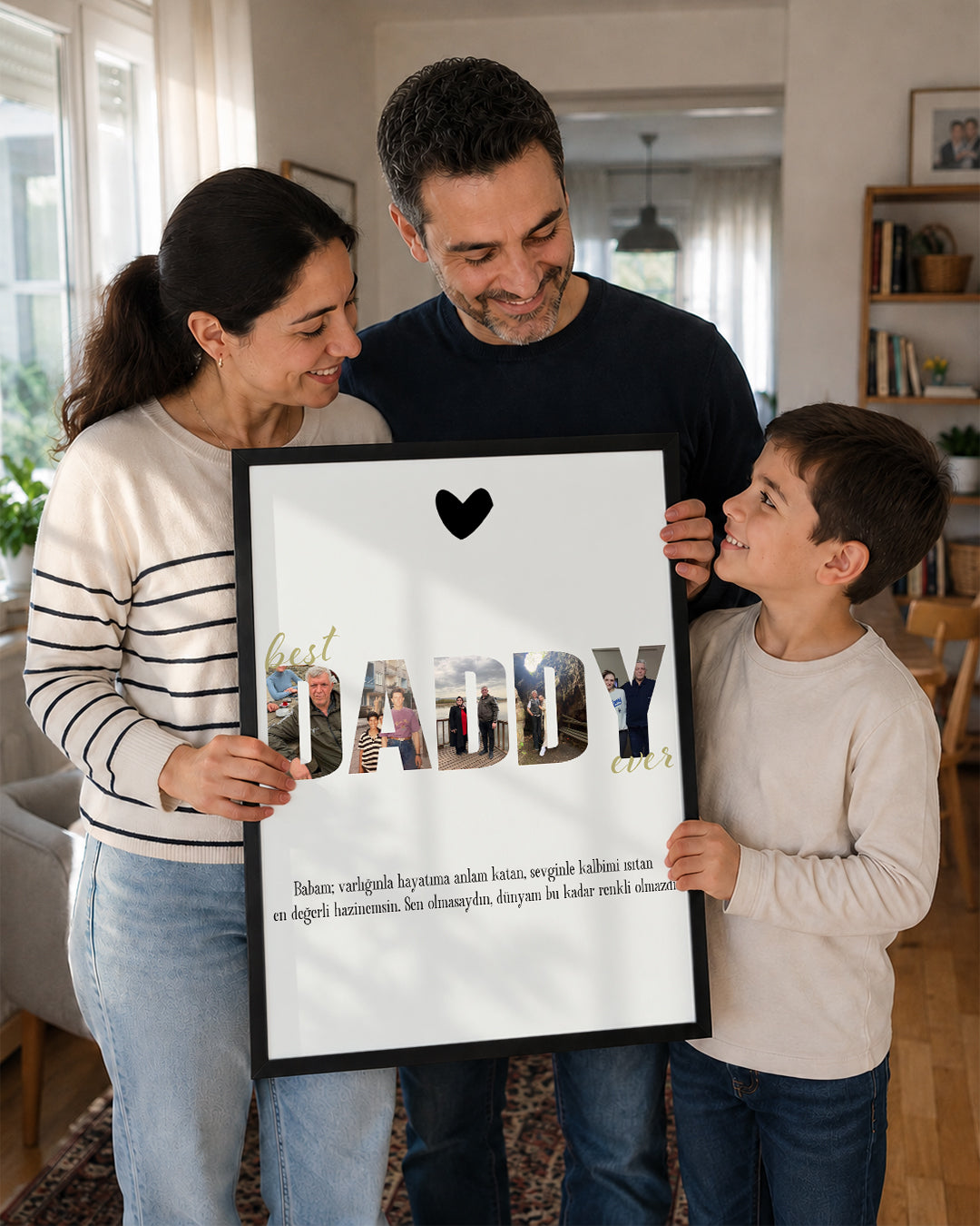 Fotoğraflı Best Daddy Ever Kolaj Poster Tablosu Poster Tablosu