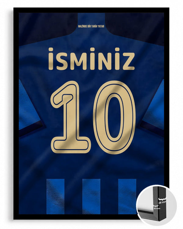 Lacivert Forma Arkası İsimli Numaralı Poster Tablo — siyah çerçeve, ön görünüm