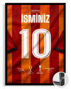 Sarı Kırmızı Çubuklu Forma Arkası İsimli Numaralı Poster Tablo — siyah çerçeve, ön görünüm