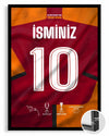 Sarı Kırmızı Parçalı Forma Arkası İsimli Numaralı Poster Tablo — siyah çerçeve, ön görünüm
