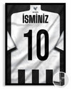 Siyah Beyaz Forma Arkası İsimli Numaralı Poster Tablo — siyah çerçeve, ön görünüm