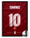 Türkiye Milli Takım Forma Arkası İsimli Numaralı Poster Tablo — siyah çerçeve, ön görünüm