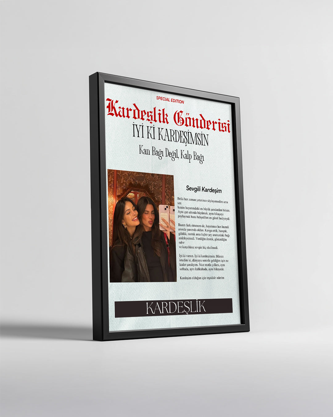 Kardeşlik Gönderisi Gazete Manşet Tasarımlı Poster Tablosu