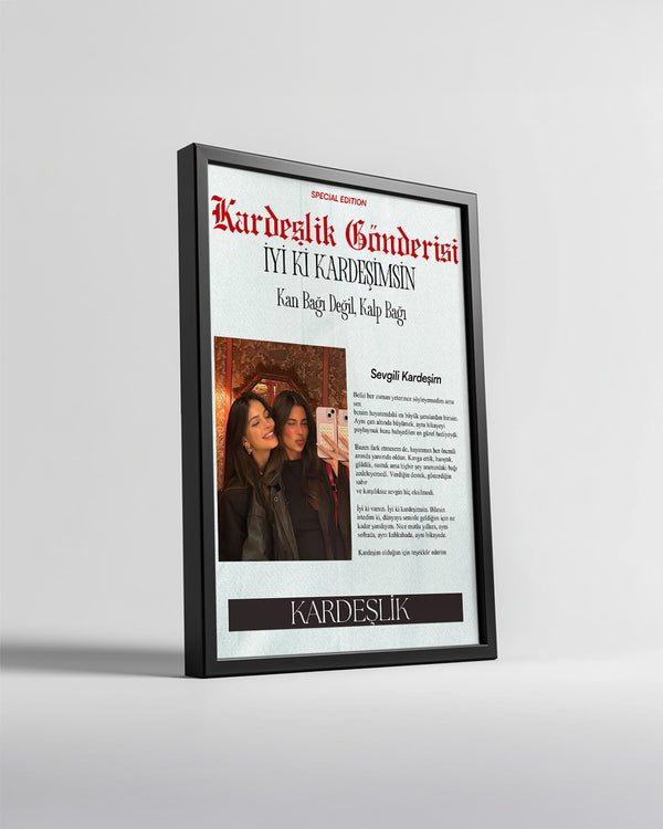 Kardeşlik Gönderisi Gazete Manşet Tasarımlı Poster Tablosu