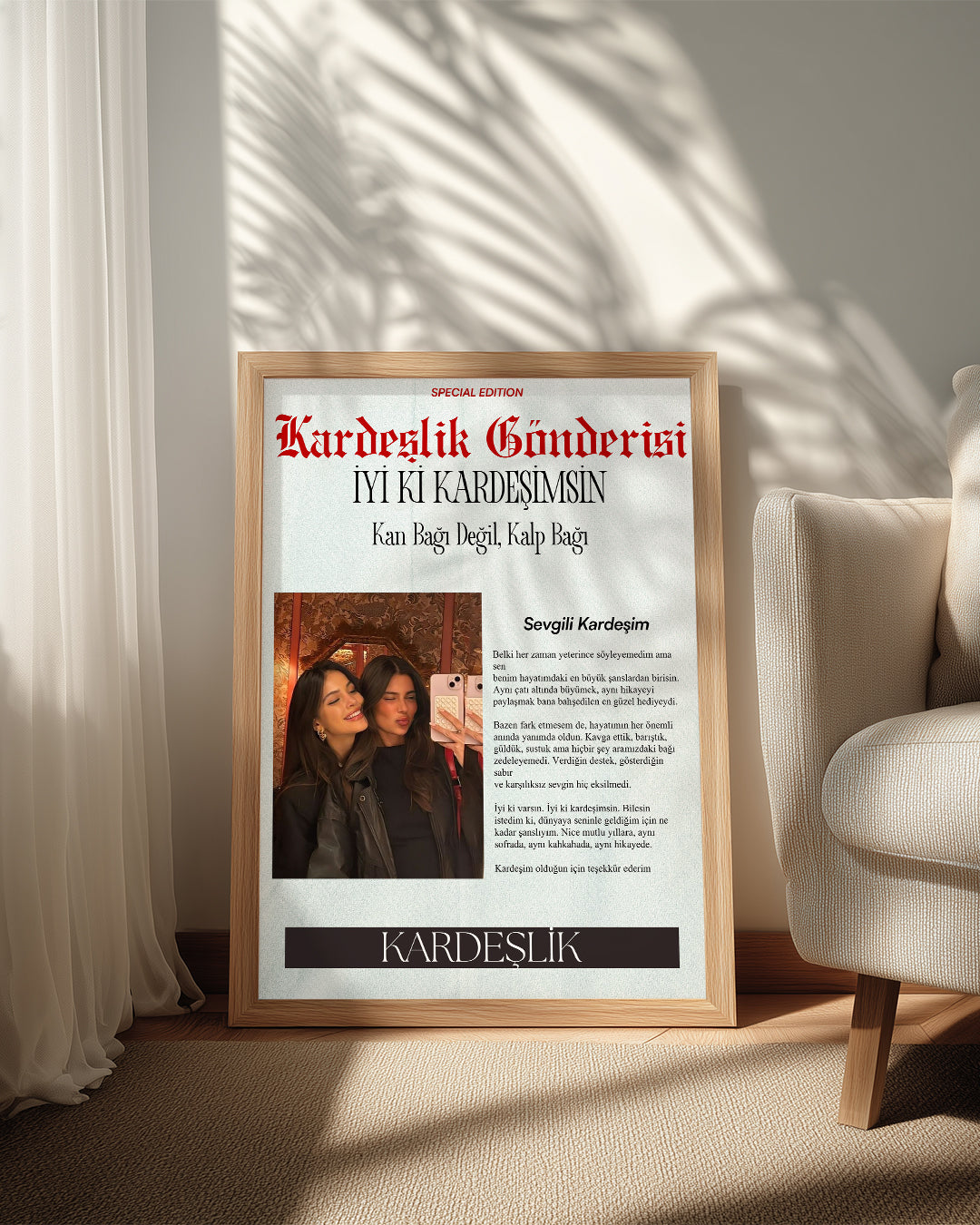 Kardeşlik Gönderisi Gazete Manşet Tasarımlı Poster Tablosu