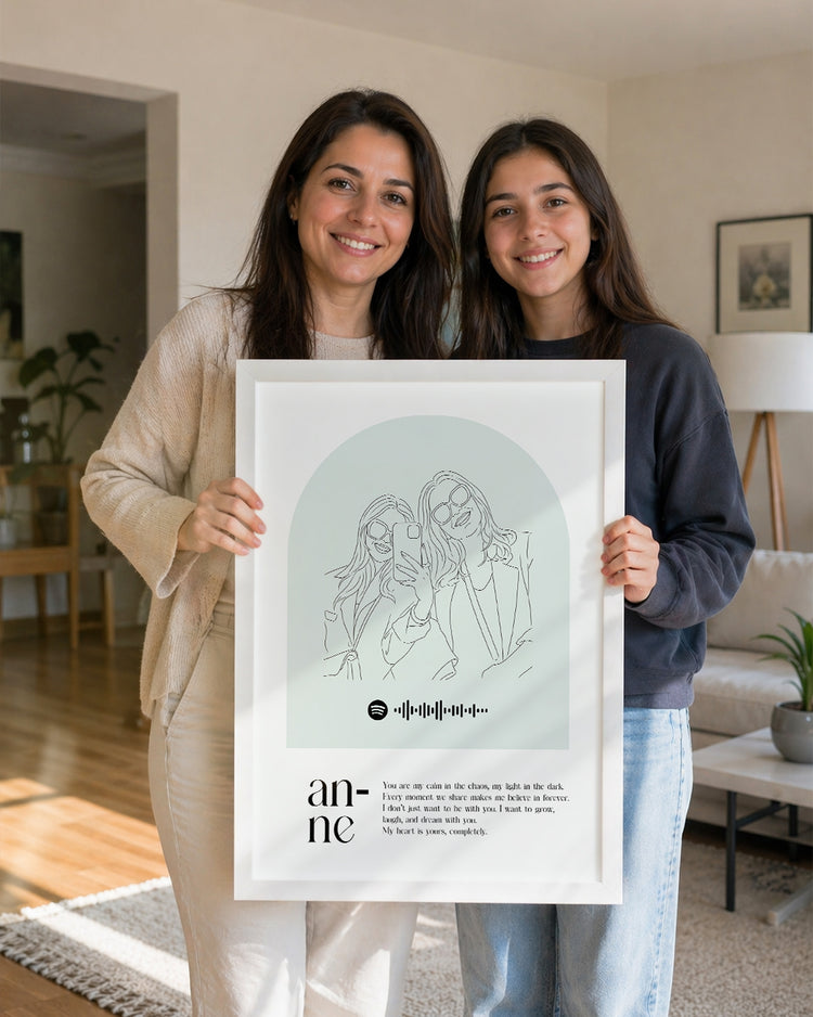 Annelere Özel Line Art Çizim Poster Tablosu