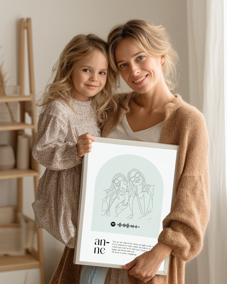 Annelere Özel Line Art Çizim Poster Tablosu