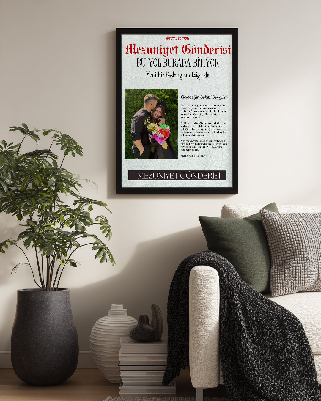 Mezuniyet Gönderisi Gazete Manşet Tasarımlı Poster Tablosu