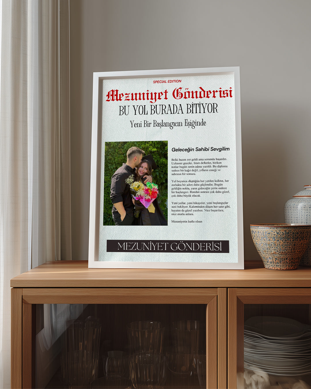 Mezuniyet Gönderisi Gazete Manşet Tasarımlı Poster Tablosu