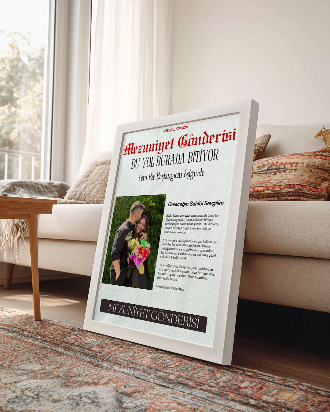 Mezuniyet Gönderisi Gazete Manşet Tasarımlı Poster Tablosu