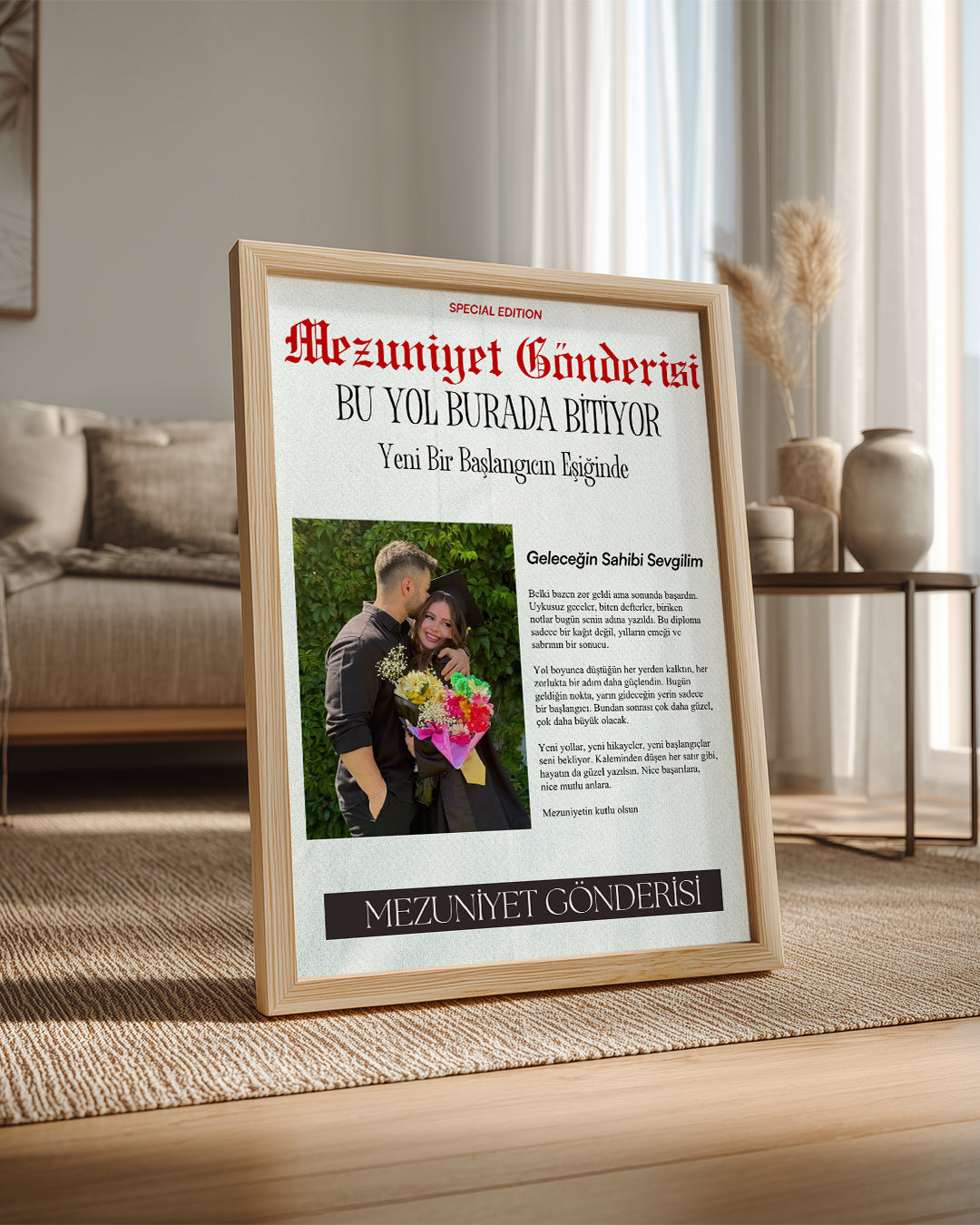 Mezuniyet Gönderisi Gazete Manşet Tasarımlı Poster Tablosu
