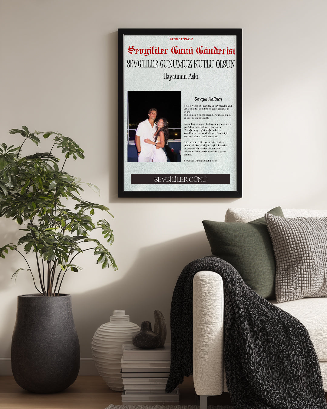 Sevgililer Günü Gazete Manşet Tasarımlı Poster Tablosu