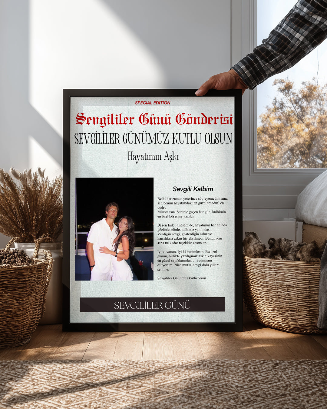 Sevgililer Günü Gazete Manşet Tasarımlı Poster Tablosu