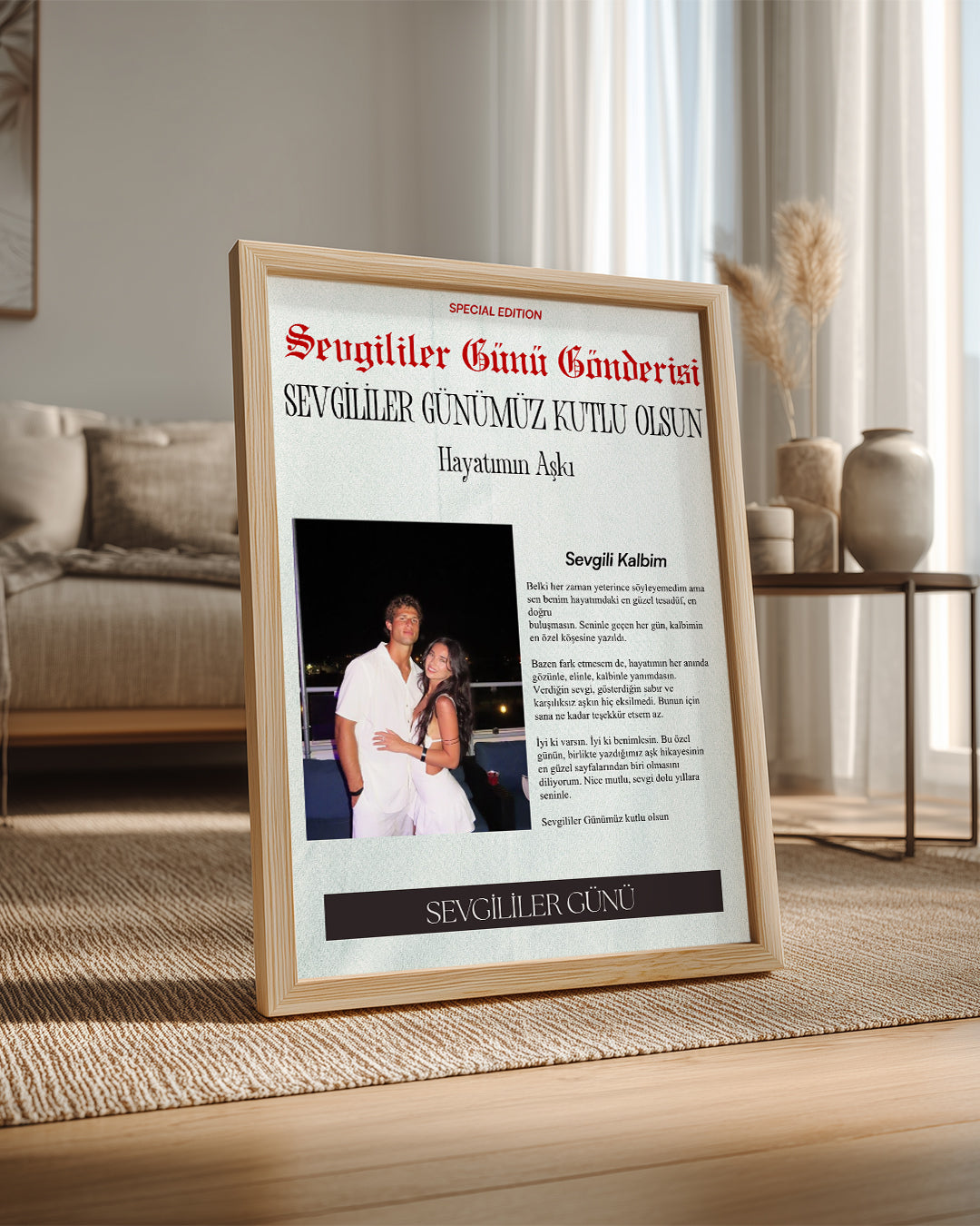 Sevgililer Günü Gazete Manşet Tasarımlı Poster Tablosu