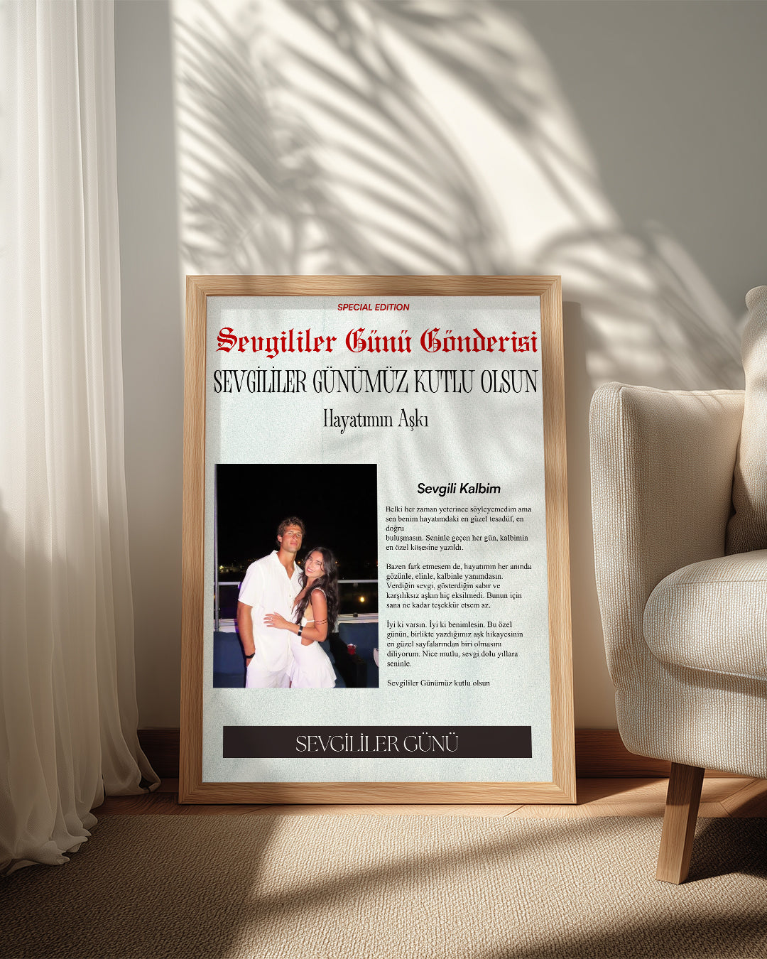 Sevgililer Günü Gazete Manşet Tasarımlı Poster Tablosu