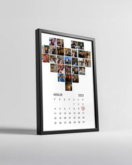 Fotoğraflı Ve Tarihli Kalp Şeklinde Poster Tablo